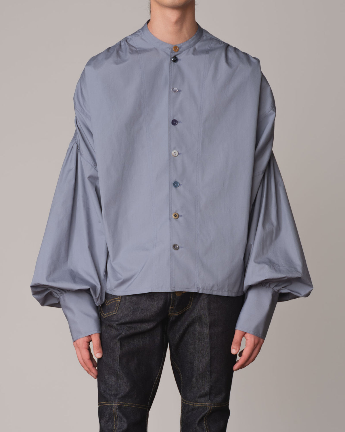 Shirt 87A- Cotton100% Broad- Mixed Buttons- Blue Grey