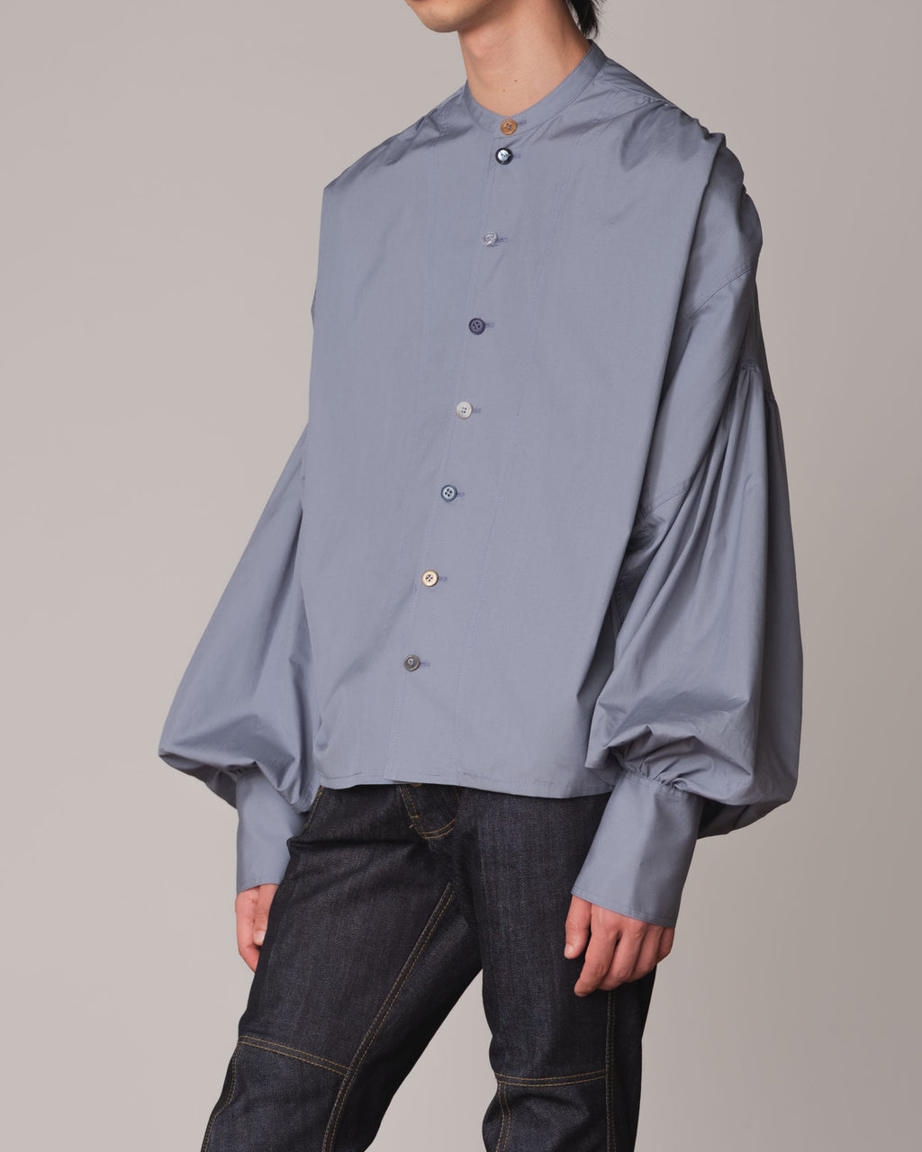 Shirt 87A- Cotton100% Broad- Mixed Buttons- Blue Grey