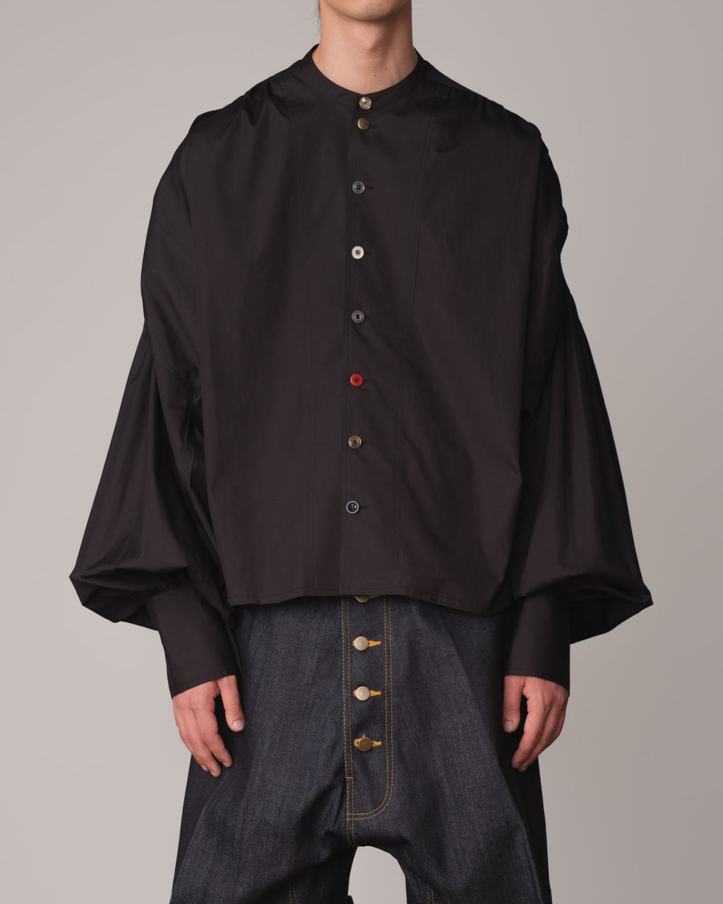 Shirt 87A- Cotton100% Broad- Mixed Buttons- Black