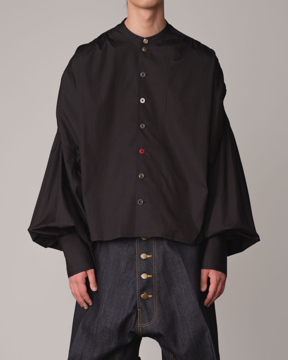 Shirt 87A- Cotton100% Broad- Mixed Buttons- Black