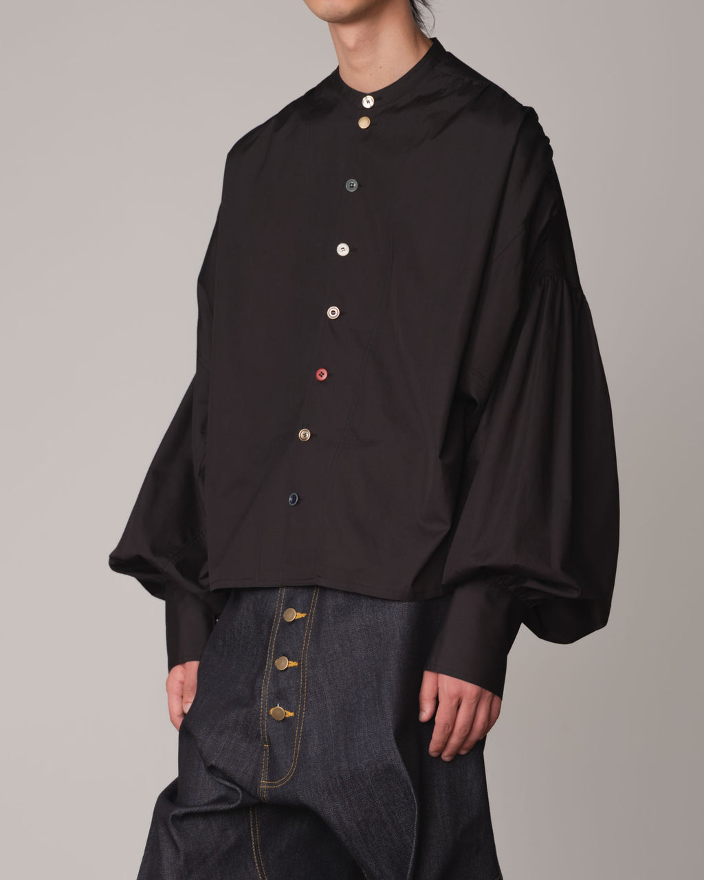 Shirt 87A- Cotton100% Broad- Mixed Buttons- Black