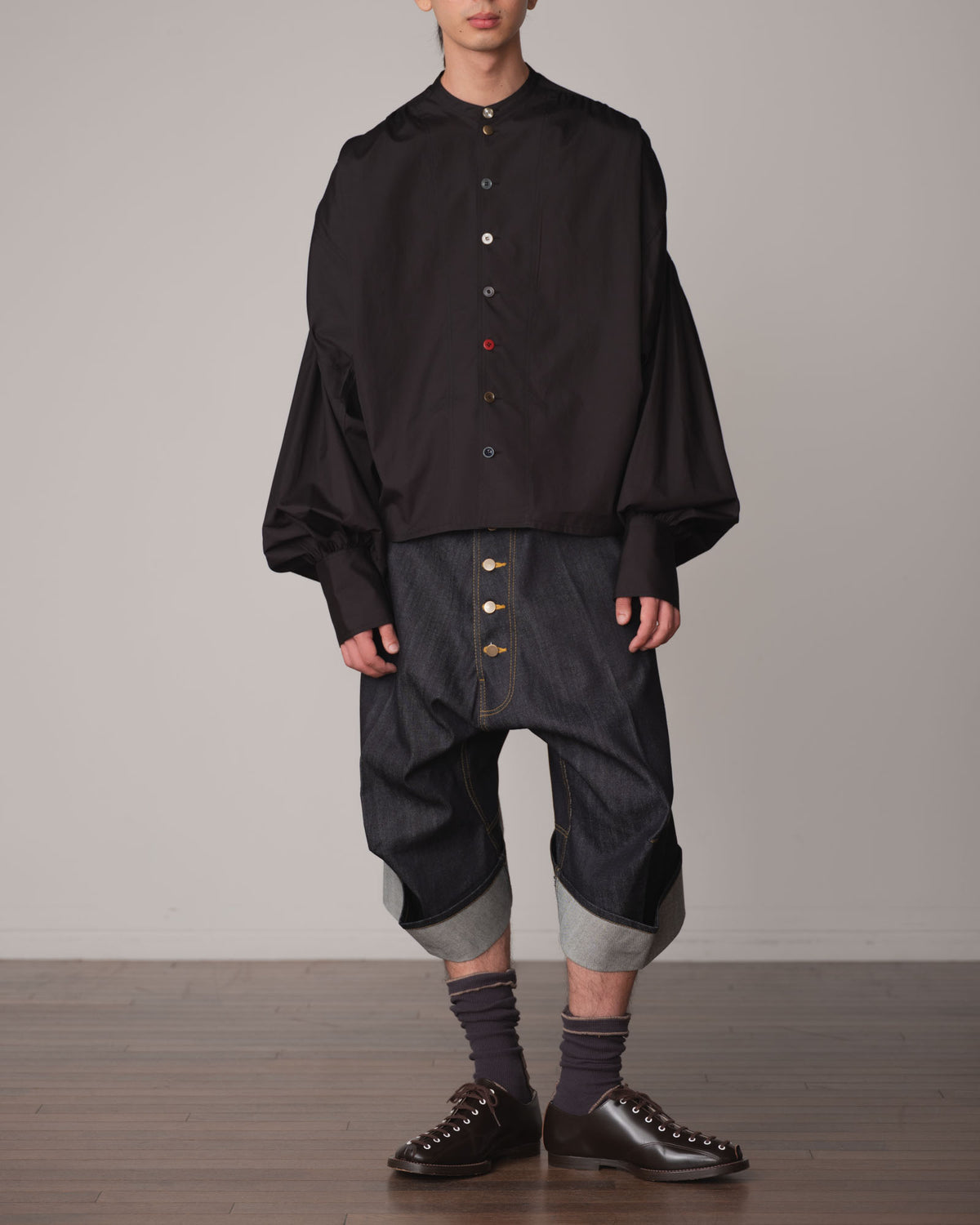 Shirt 87A- Cotton100% Broad- Mixed Buttons- Black