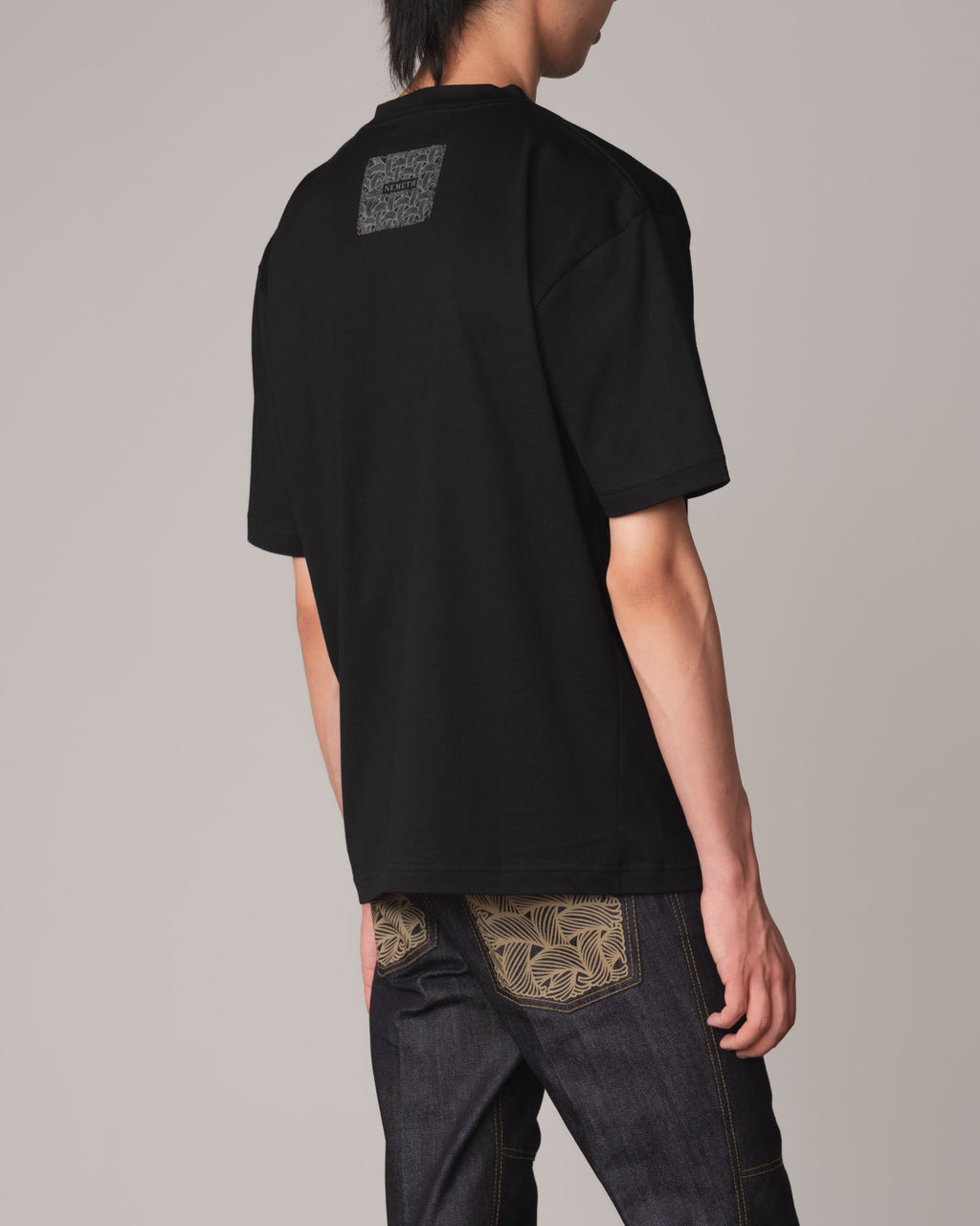 Tshirt Printed- Cotton100% Jersey- Rope Stain- Beige Base / Black