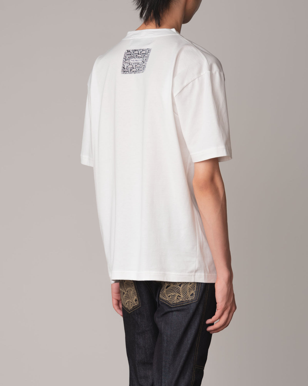 Tshirt Printed- Cotton100% Jersey- Rope Stain- Beige Base / White