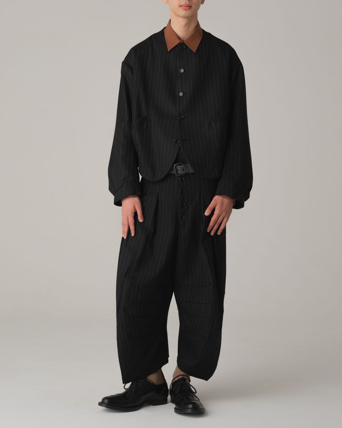 Trousers 20- Wool100% Pin Stripe- Black