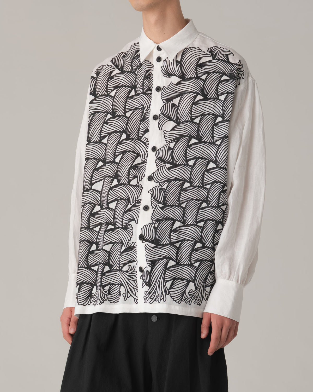 Shirt 893- Linen100% 60s- 89 Pattern Rope Print- Off White