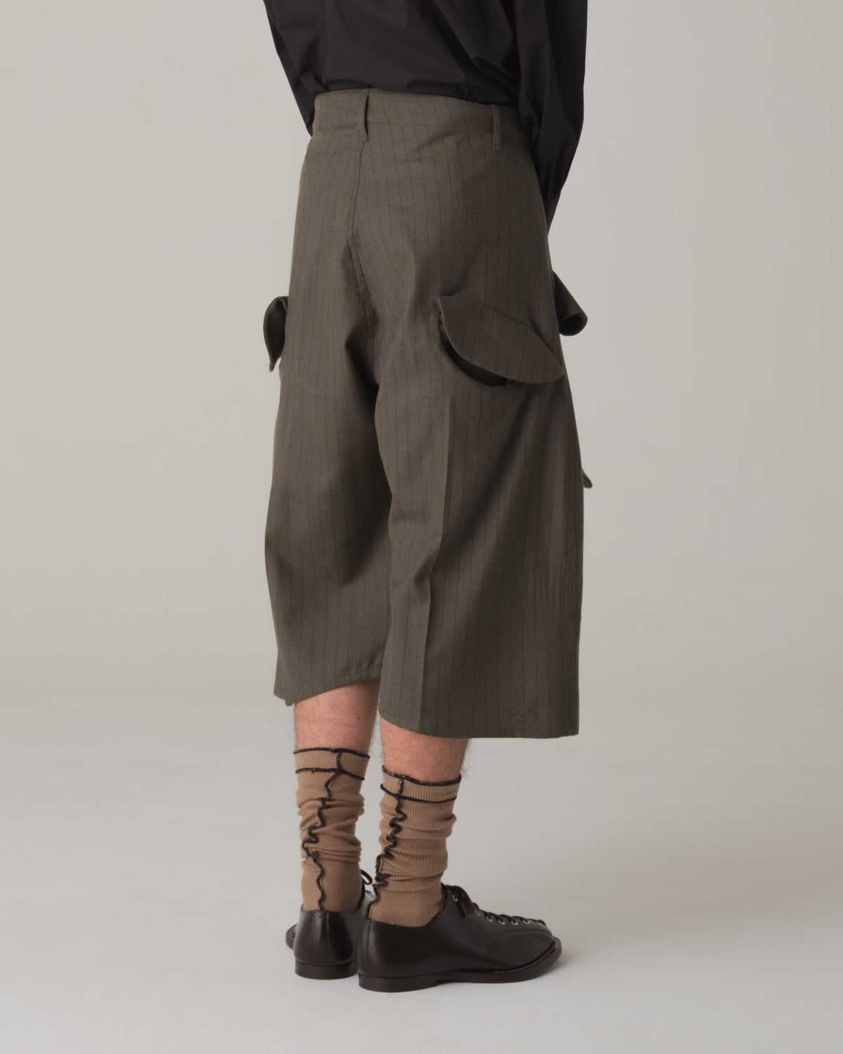 Trousers 87- Wool100% Pin Stripe- Khaki