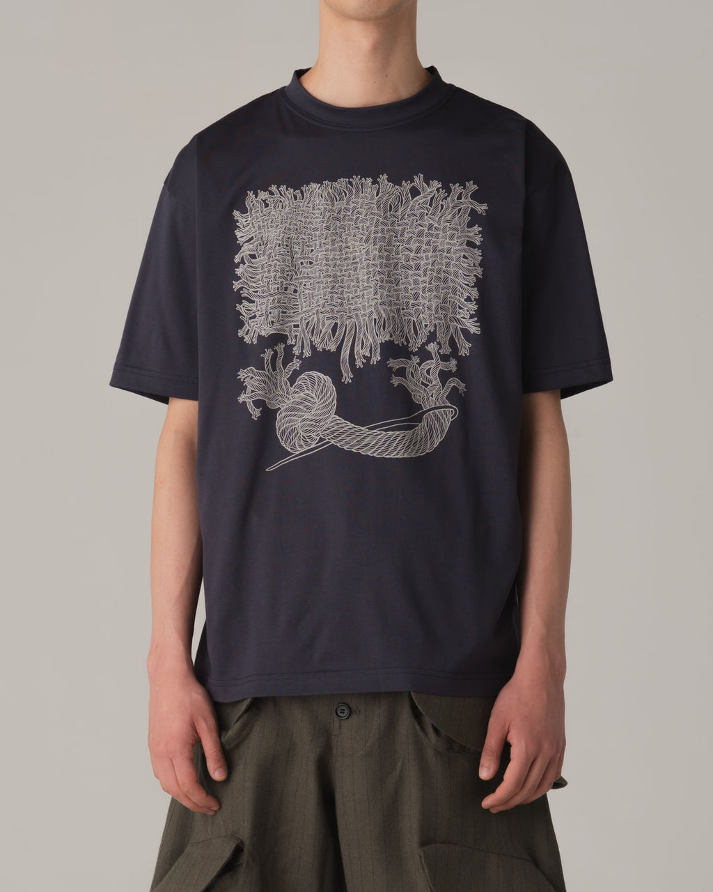 Tshirt Printed- Cotton100% Jersey- Needle Fabric- Navy Blue