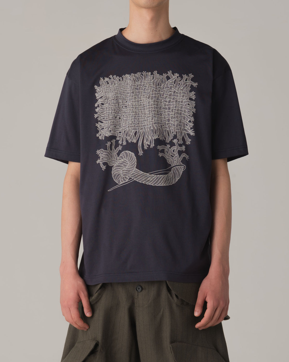 Tshirt Printed- Cotton100% Jersey- Needle Fabric- Navy Blue