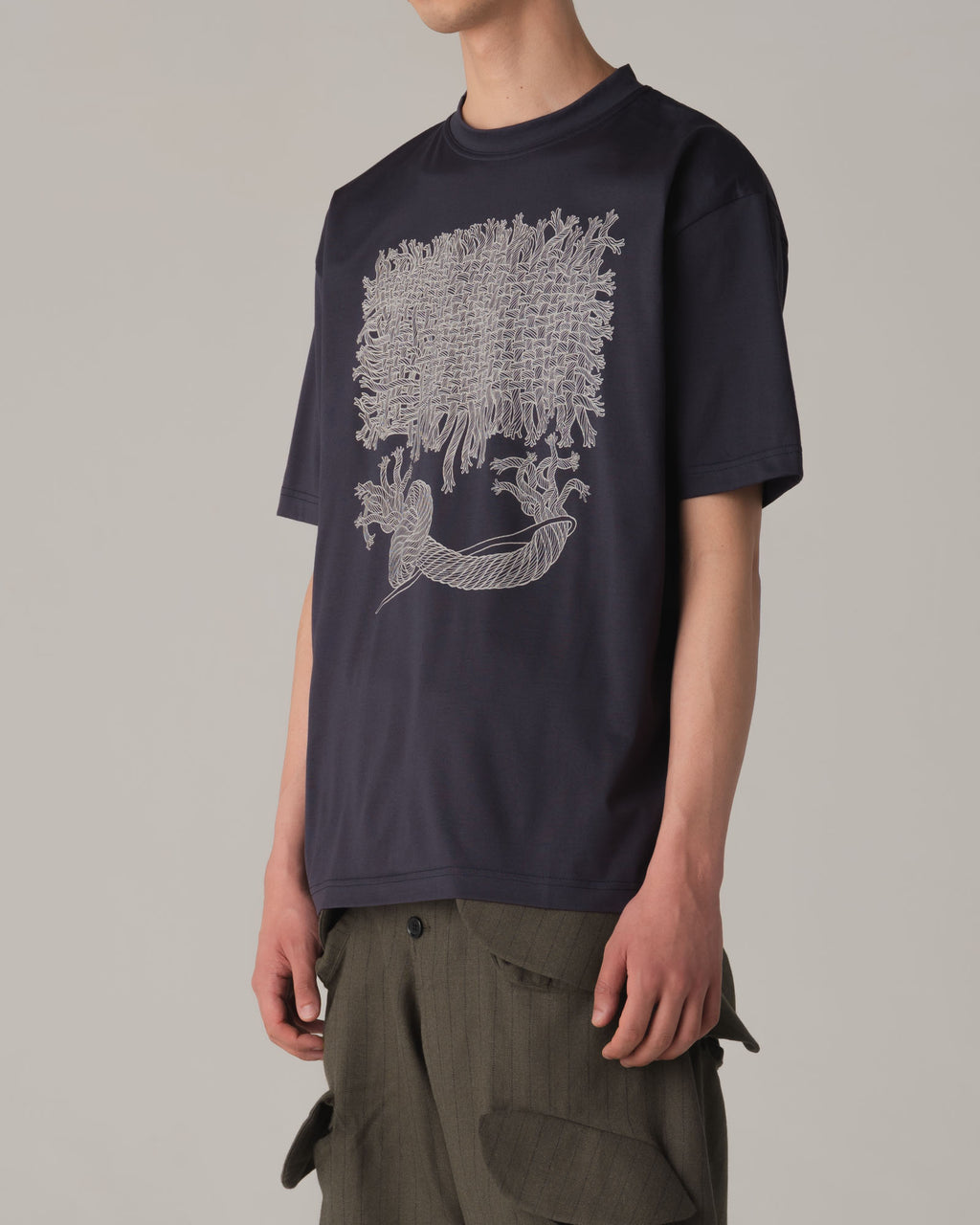 Tshirt Printed- Cotton100% Jersey- Needle Fabric- Navy Blue