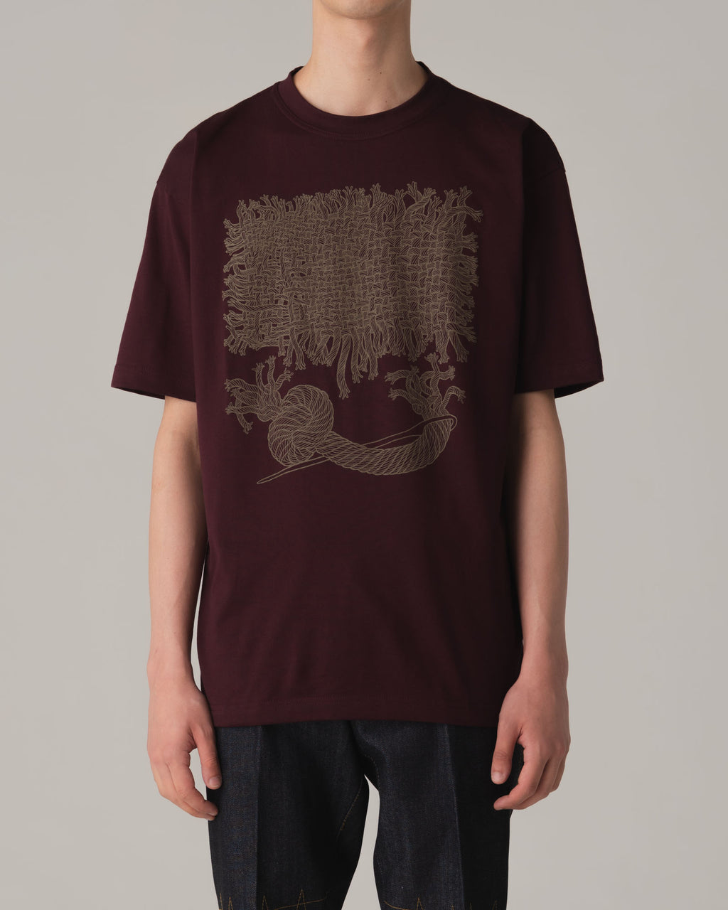 Tshirt Printed- Cotton100% Jersey- Needle Fabric- Wine