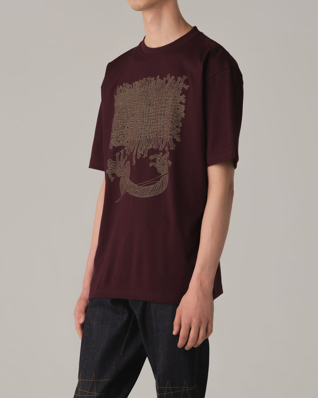 Tshirt Printed- Cotton100% Jersey- Needle Fabric- Wine
