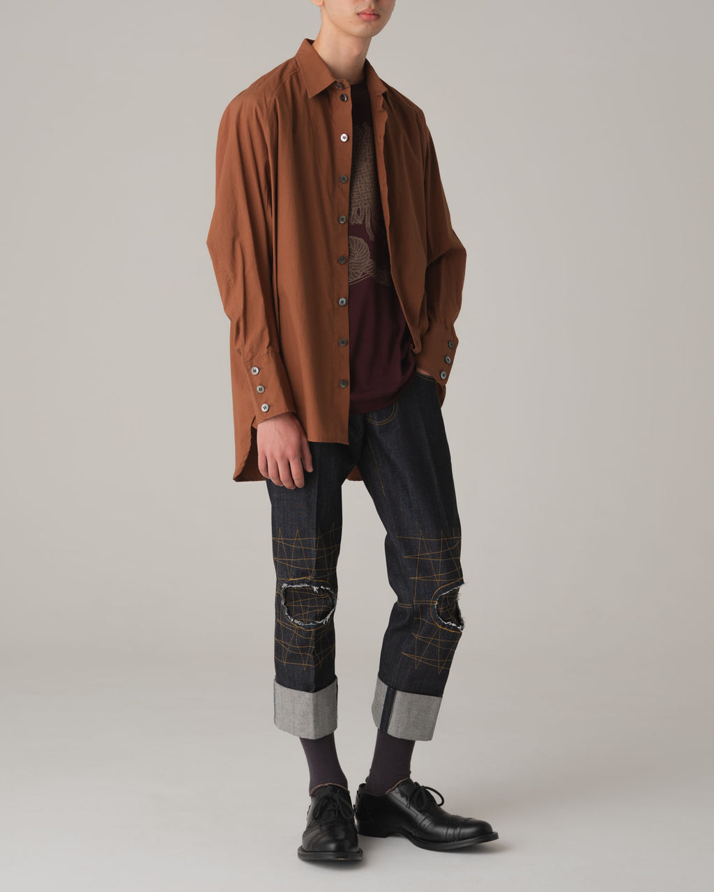 Tshirt Printed- Cotton100% Jersey- Needle Fabric- Wine