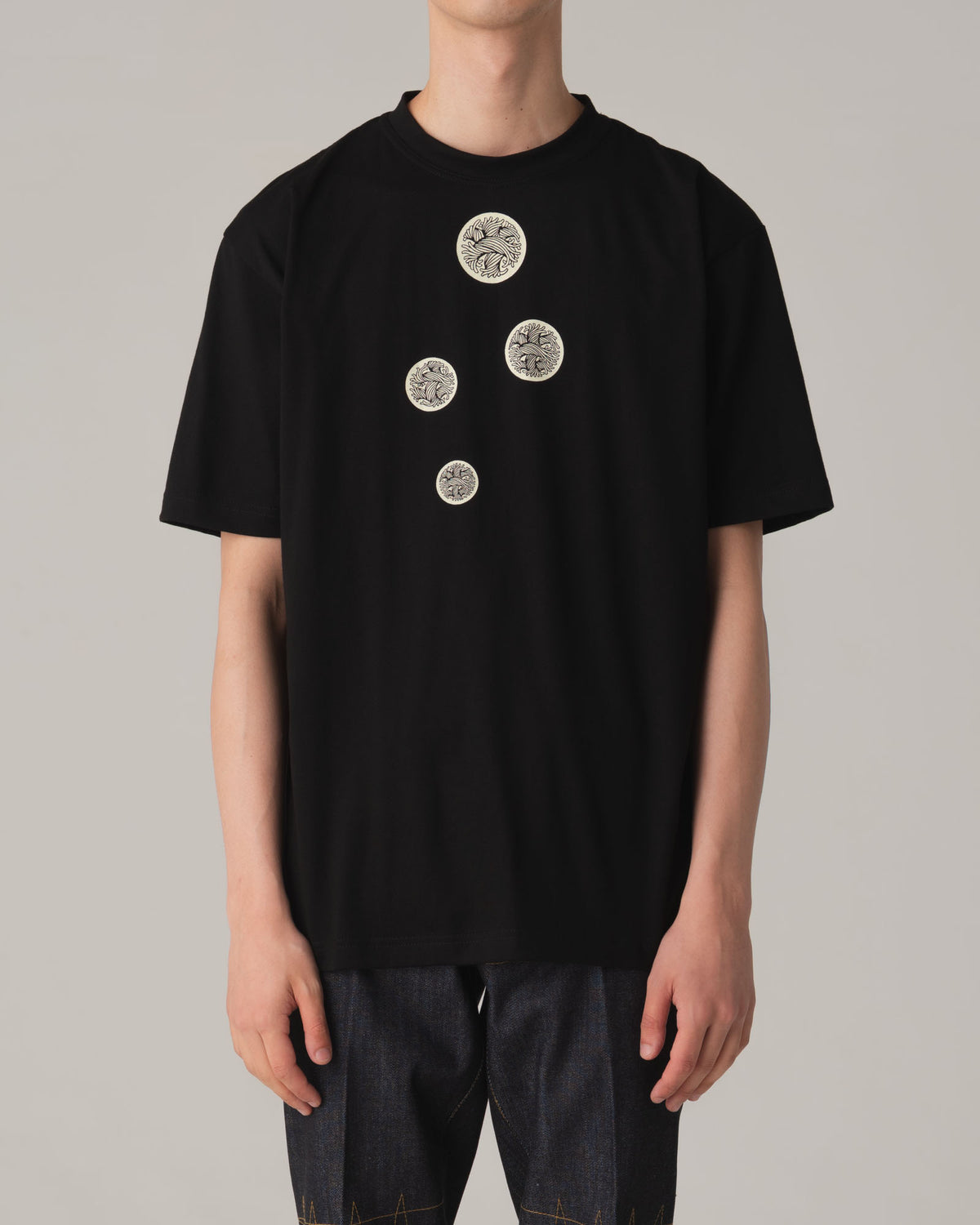Tshirt Printed- Cotton100% Jersey- Badge Rope- Black