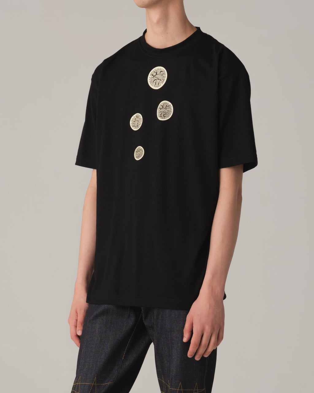 Tshirt Printed- Cotton100% Jersey- Badge Rope- Black