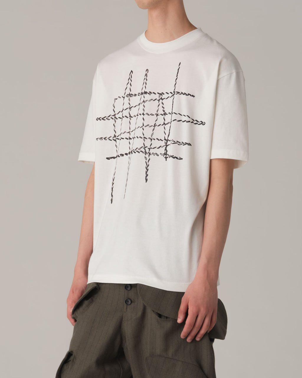 Tshirt Printed- Cotton100% Jersey- Embroidered Stitch- Ivory