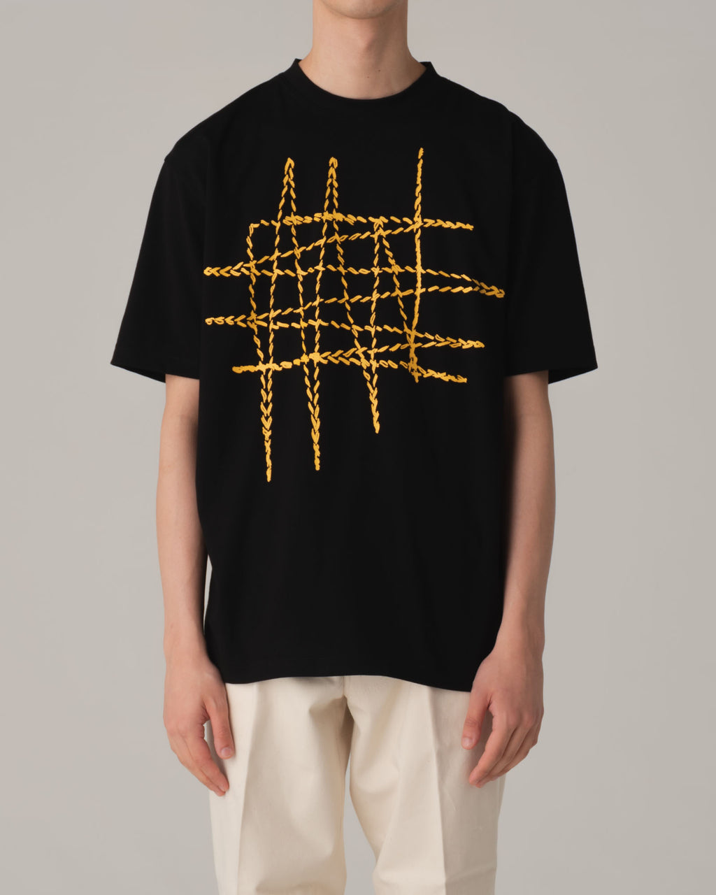 Tshirt Printed- Cotton100% Jersey- Embroidered Stitch- Black
