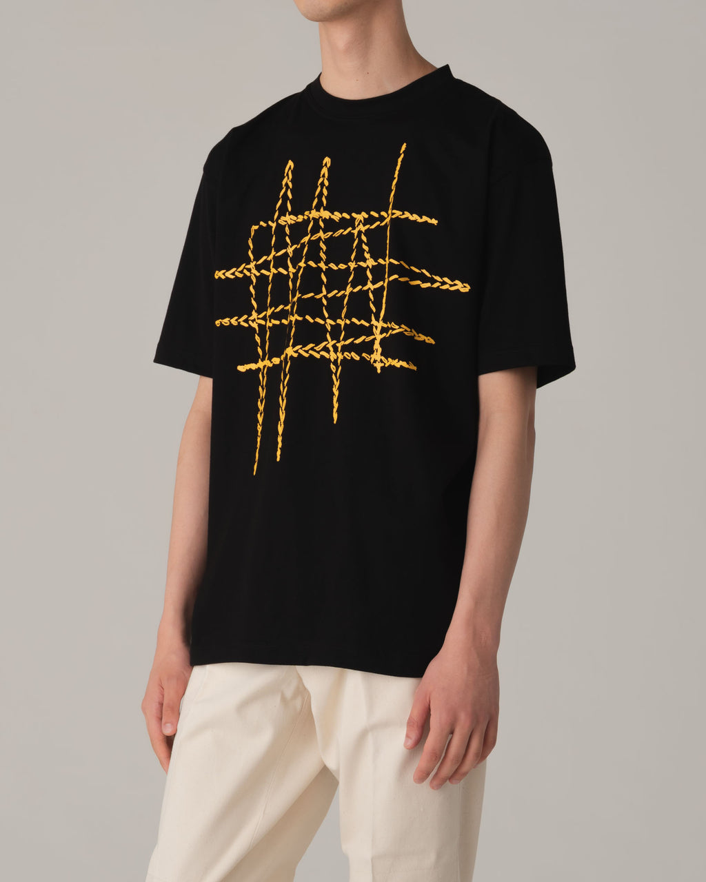 Tshirt Printed- Cotton100% Jersey- Embroidered Stitch- Black