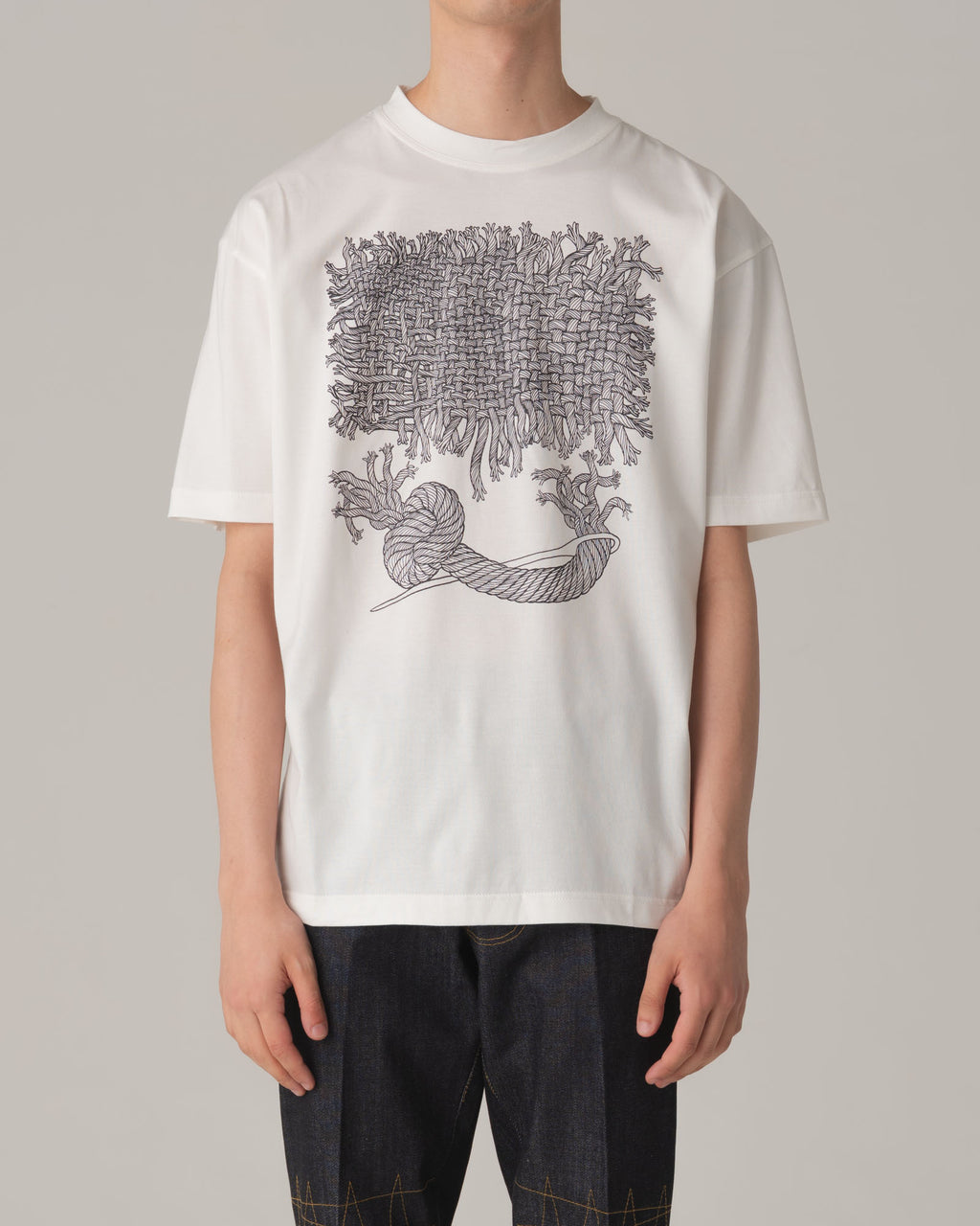 Tshirt Printed- Cotton100% Jersey- Needle Fabric- Off White