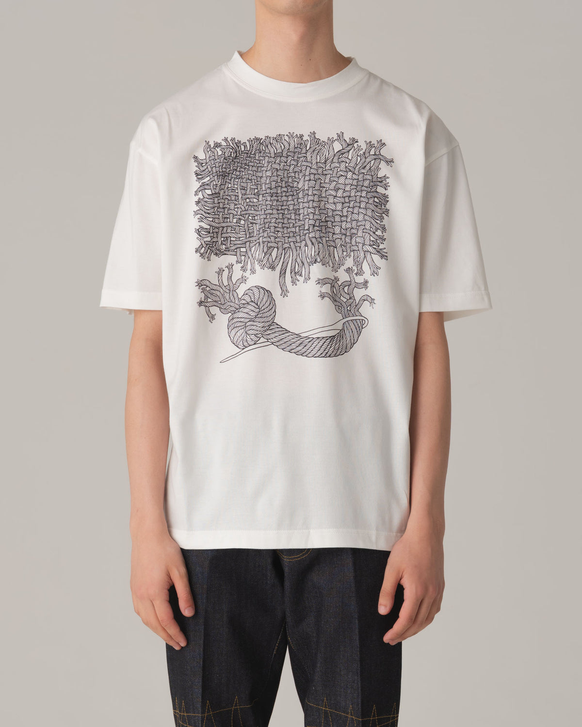 Tshirt Printed- Cotton100% Jersey- Needle Fabric- Off White