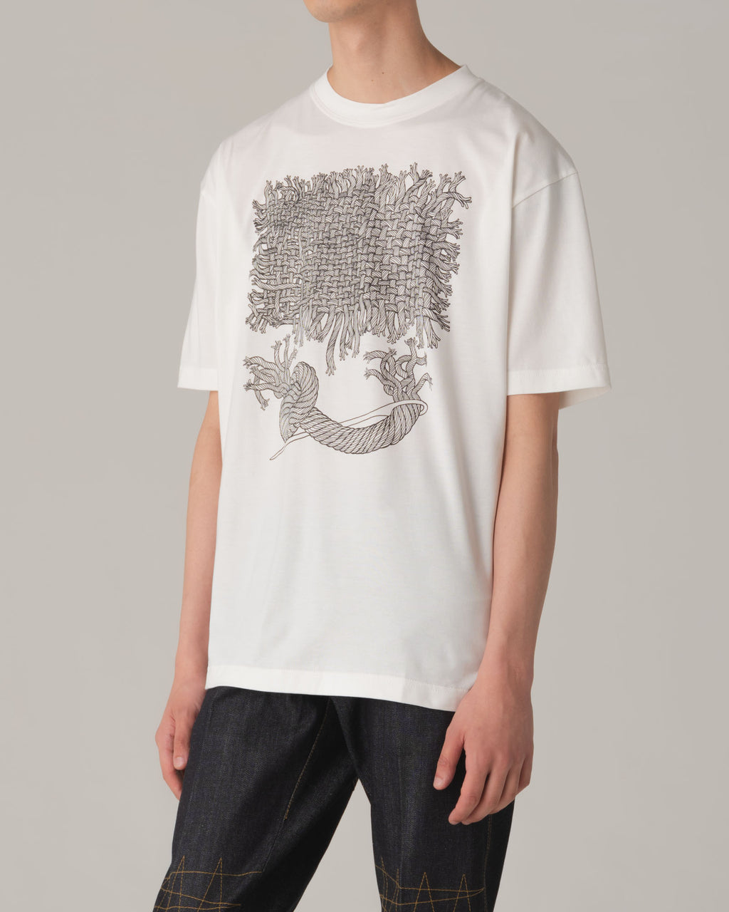 Tshirt Printed- Cotton100% Jersey- Needle Fabric- Off White