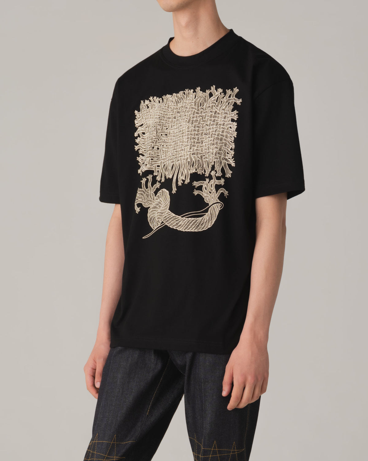 Tshirt Printed- Cotton100% Jersey- Needle Fabric- Black