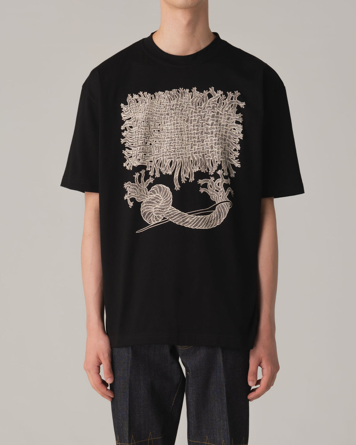 Tshirt Printed- Cotton100% Jersey- Needle Fabric- Black