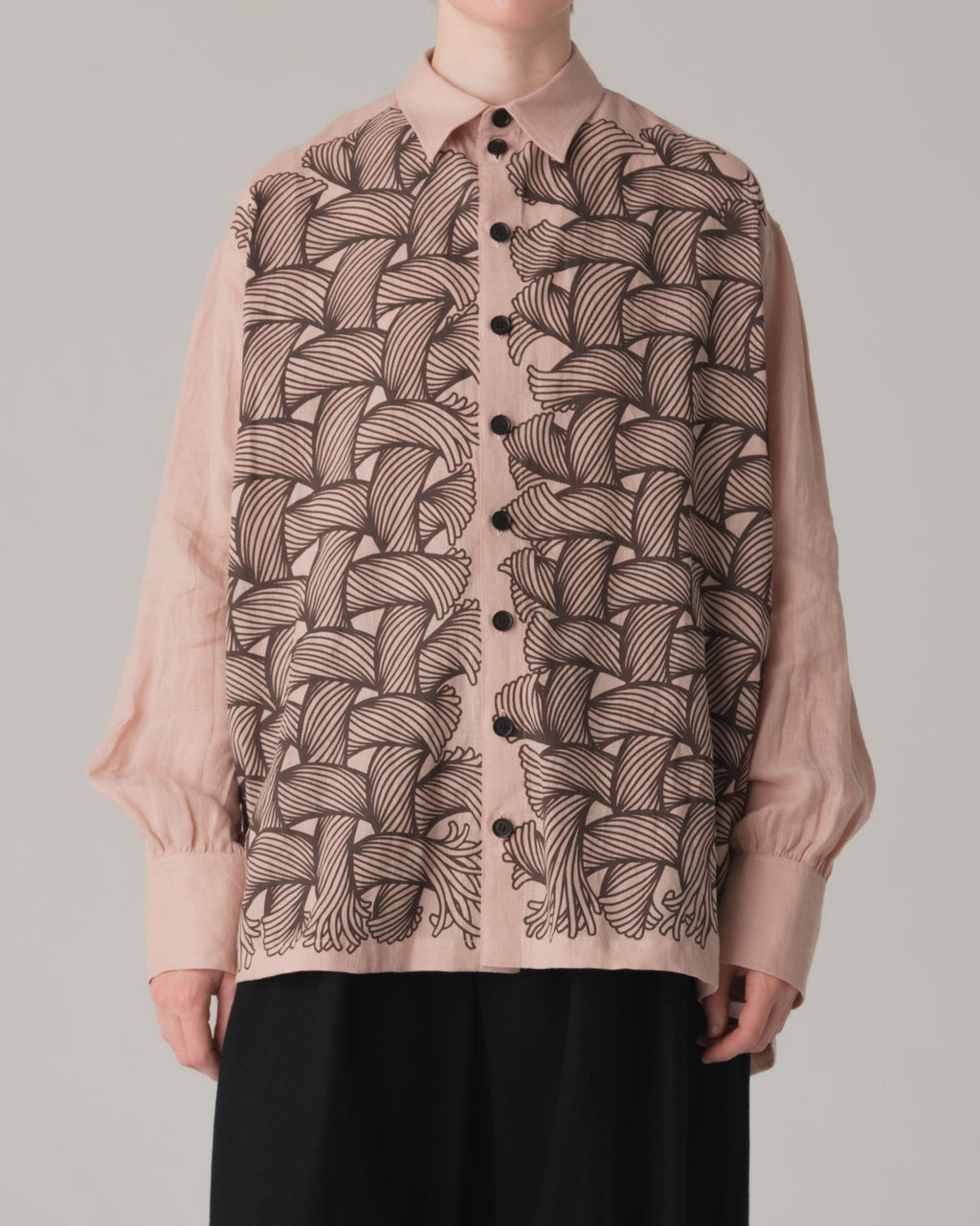 Shirt 893- Linen100% 60s- 89 Pattern Rope Print- Pink