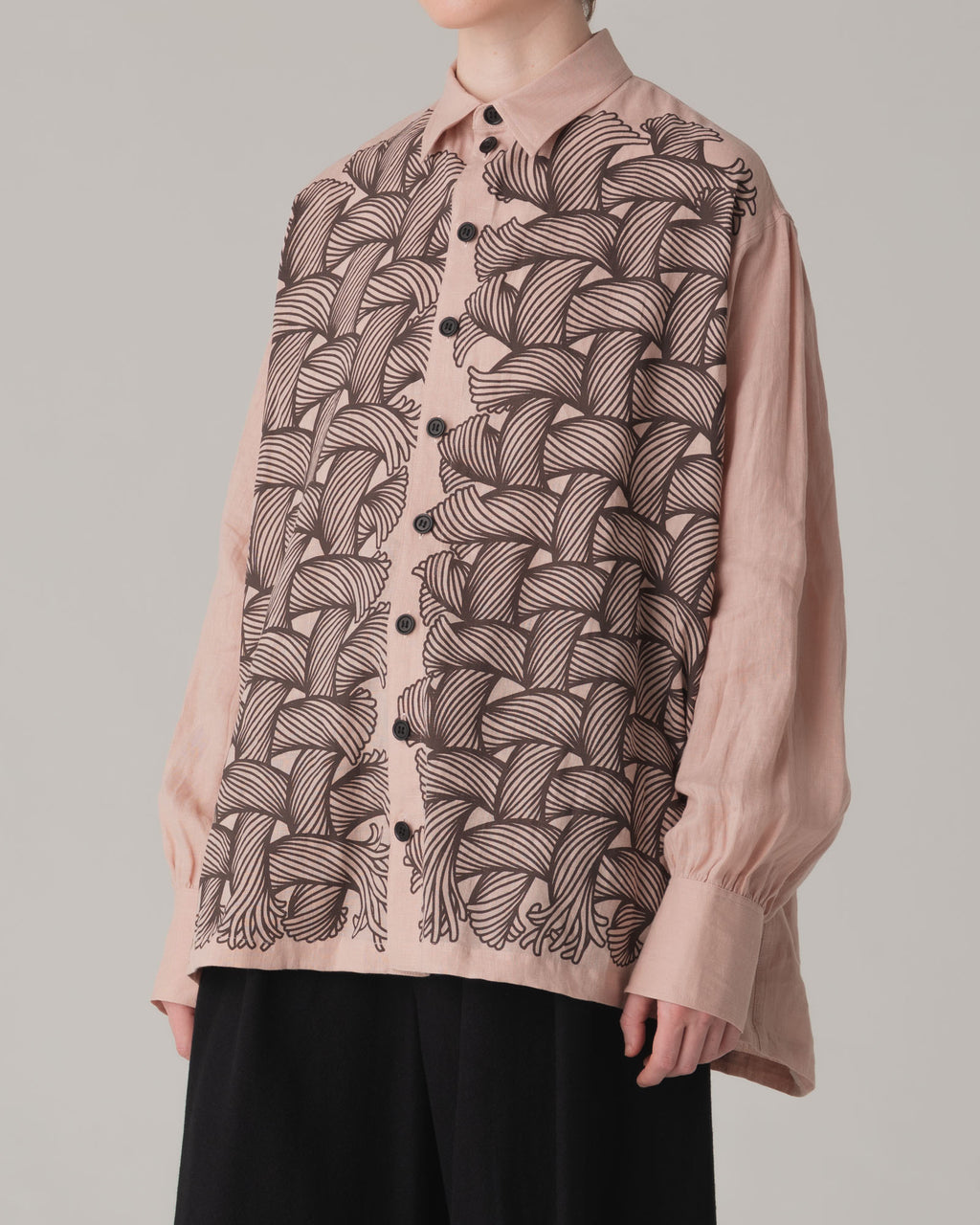 Shirt 893- Linen100% 60s- 89 Pattern Rope Print- Pink