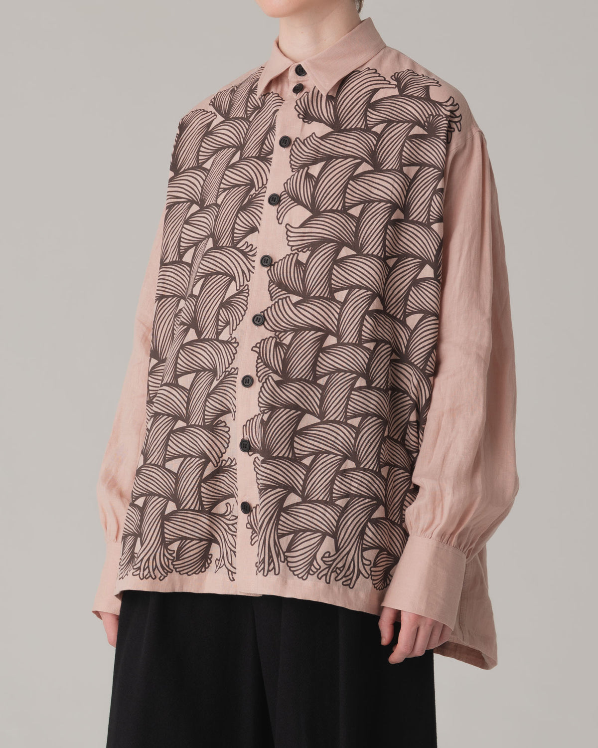 Shirt 893- Linen100% 60s- 89 Pattern Rope Print- Pink