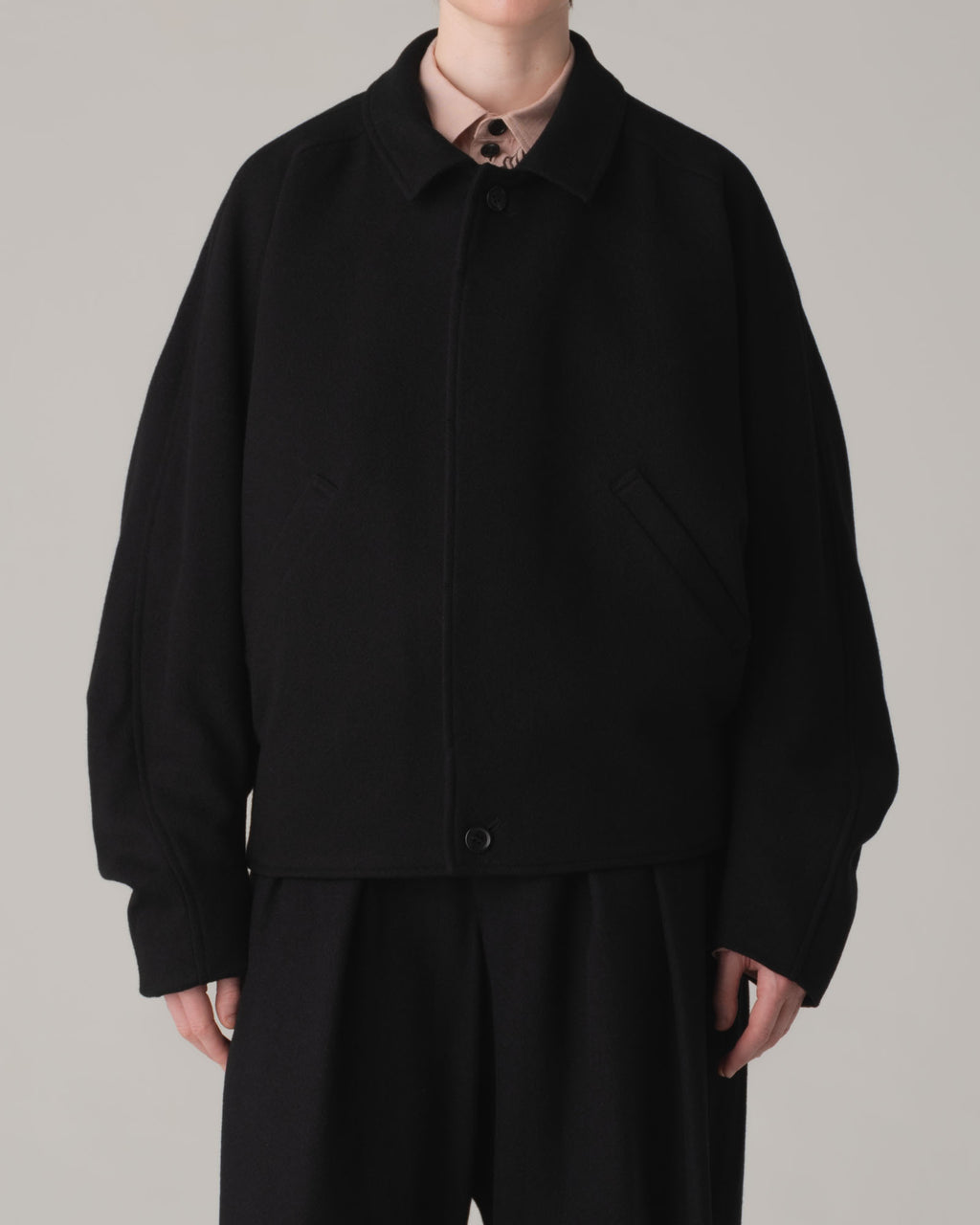 Jacket 191B- Wool100% Tweed- Embroidery Rope Print- Black