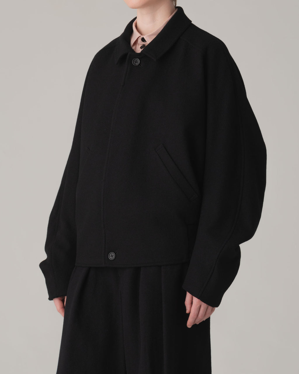 Jacket 191B- Wool100% Tweed- Embroidery Rope Print- Black