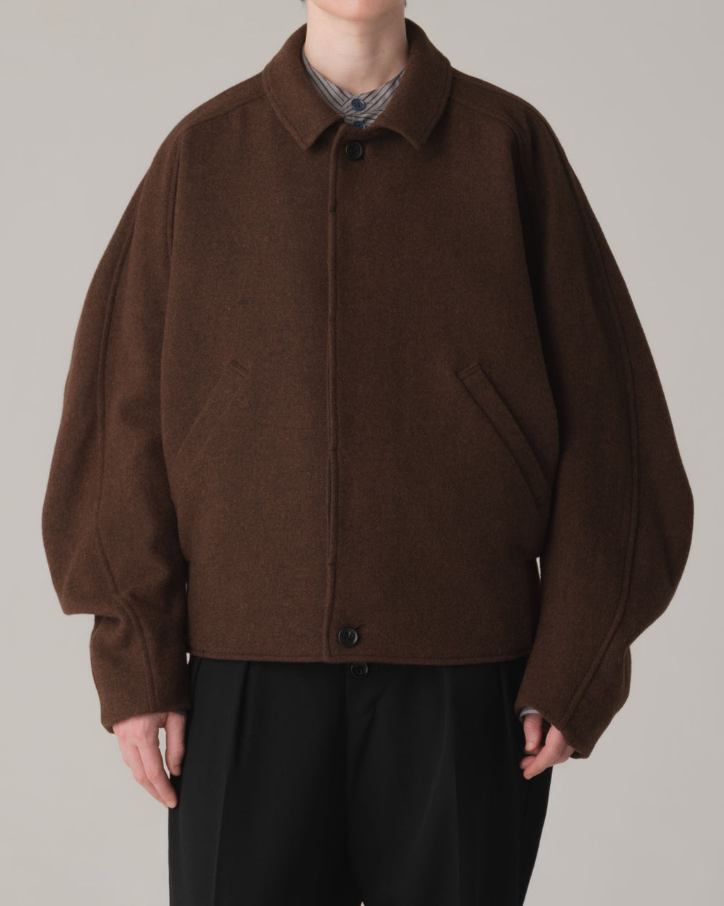 Jacket 191B- Wool100% Tweed- Embroidery Rope Print- Brown