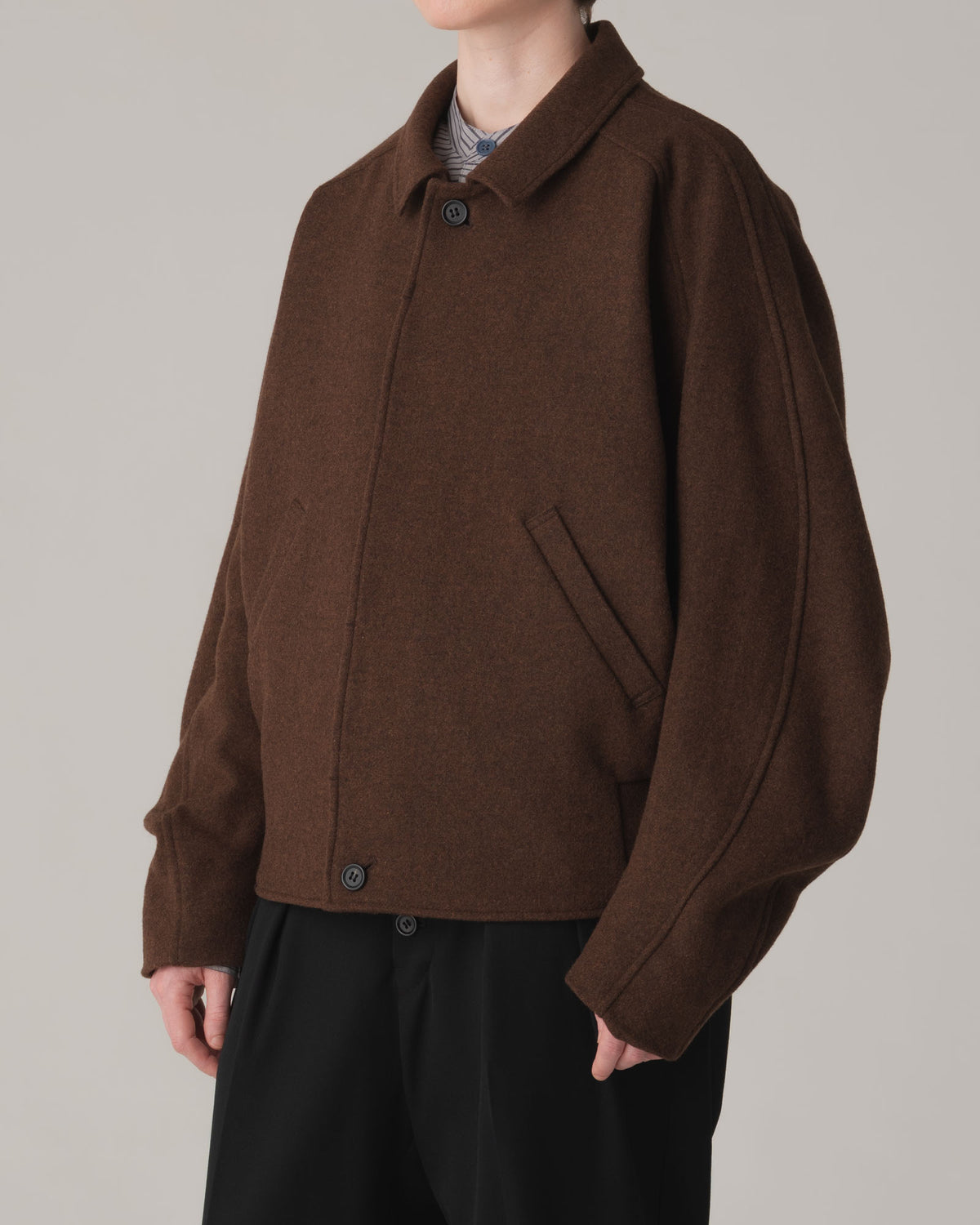 Jacket 191B- Wool100% Tweed- Embroidery Rope Print- Brown