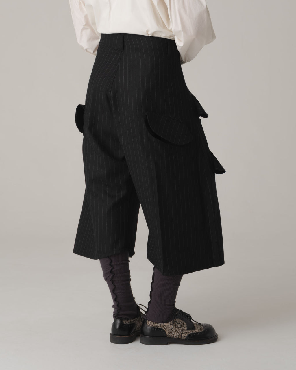 Trousers 87- Wool100% Pin Stripe- Black