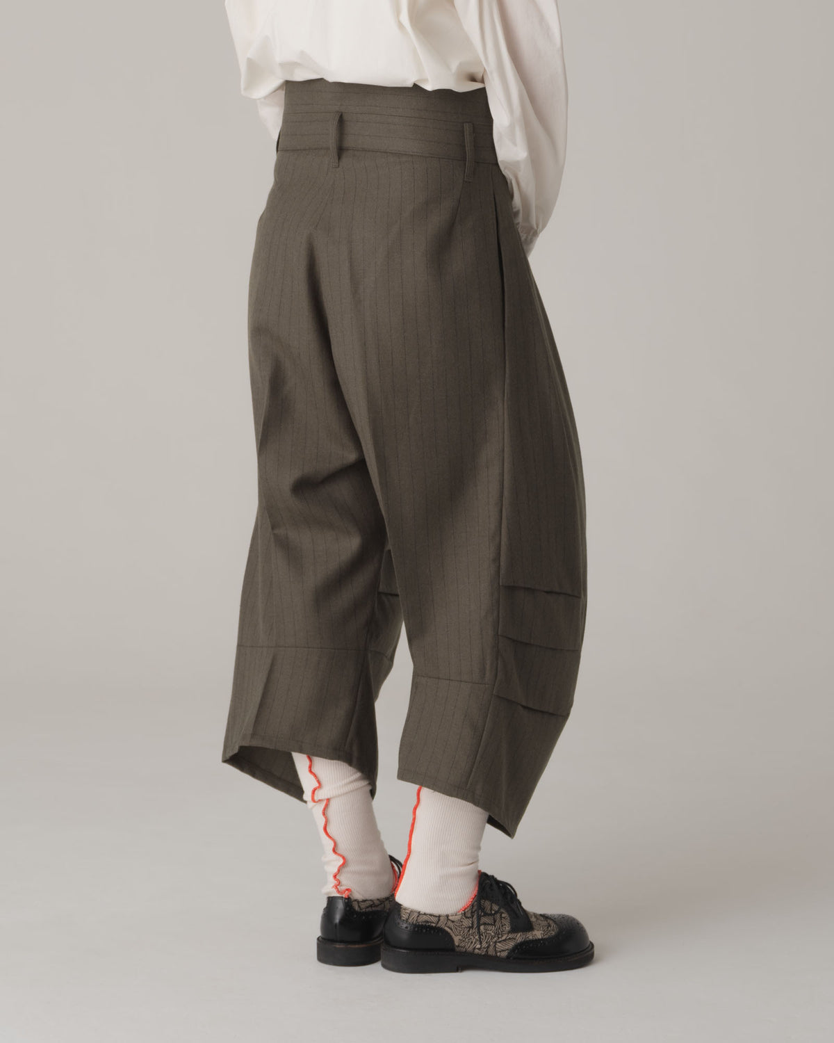 Trousers 20- Wool100% Pin Stripe- Khaki
