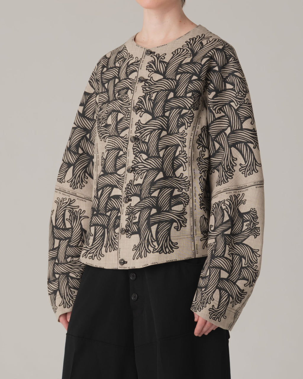 Jacket 203K- Wool100%- 203 Pattern Rope Print- Natural