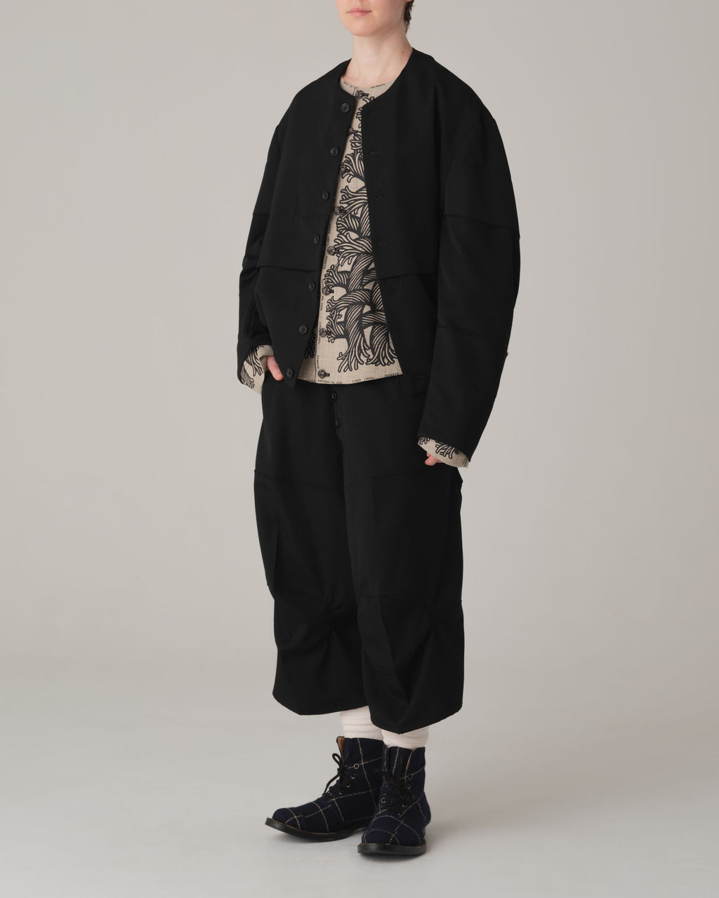 Jacket 203K- Wool100%- 203 Pattern Rope Print- Natural