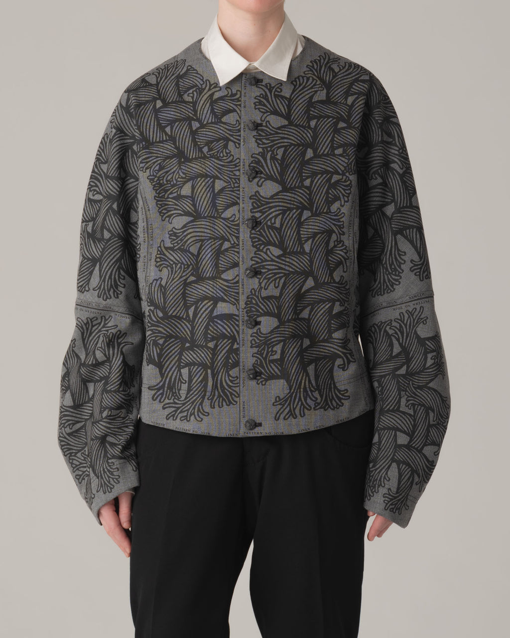 Jacket 203K- Wool100%- 203 Pattern Rope Print- Light Grey