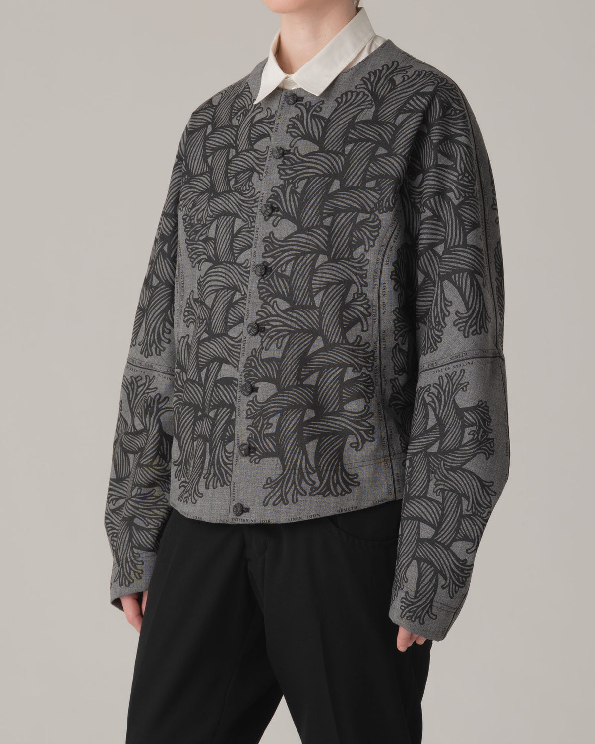 Jacket 203K- Wool100%- 203 Pattern Rope Print- Light Grey
