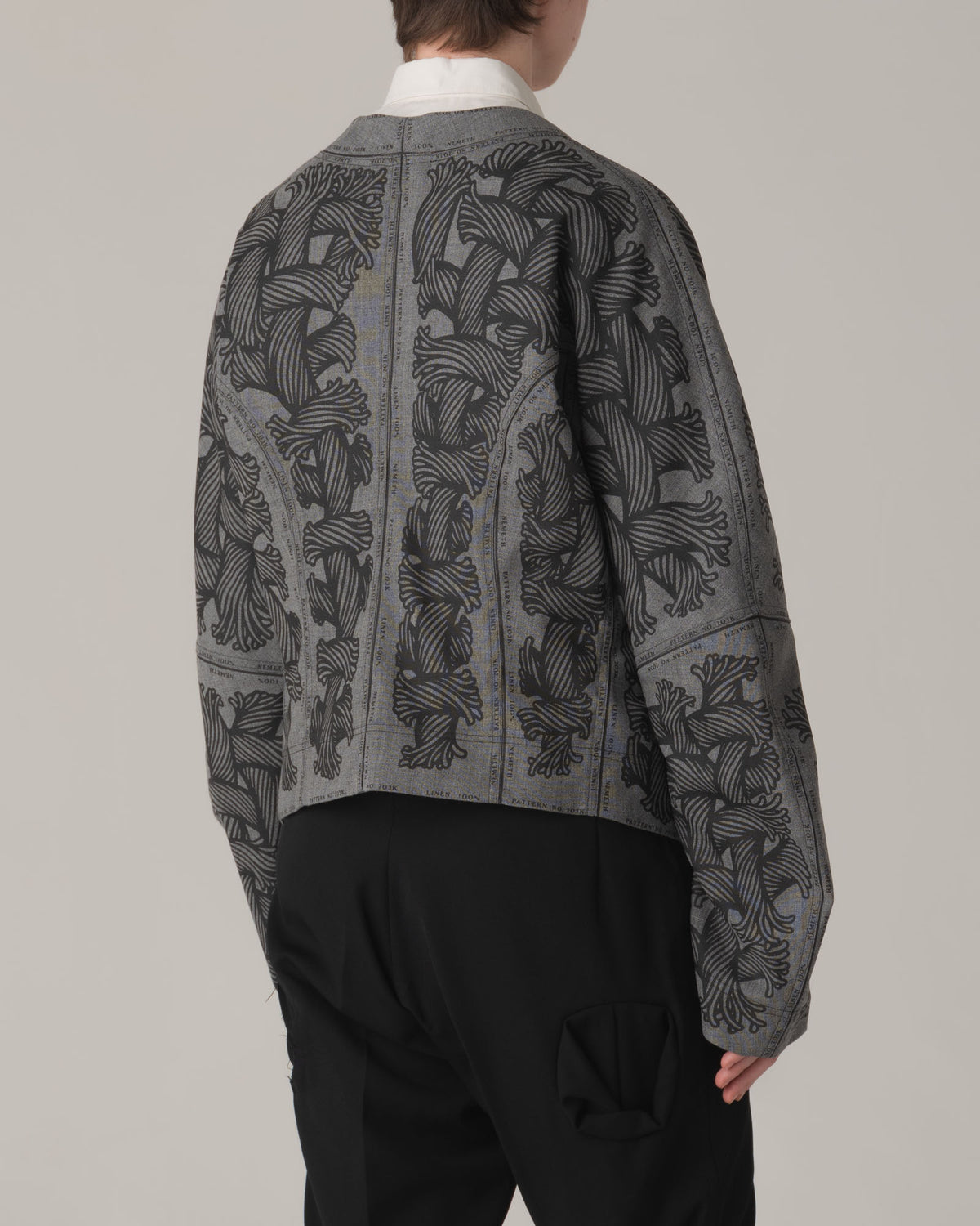 Jacket 203K- Wool100%- 203 Pattern Rope Print- Light Grey