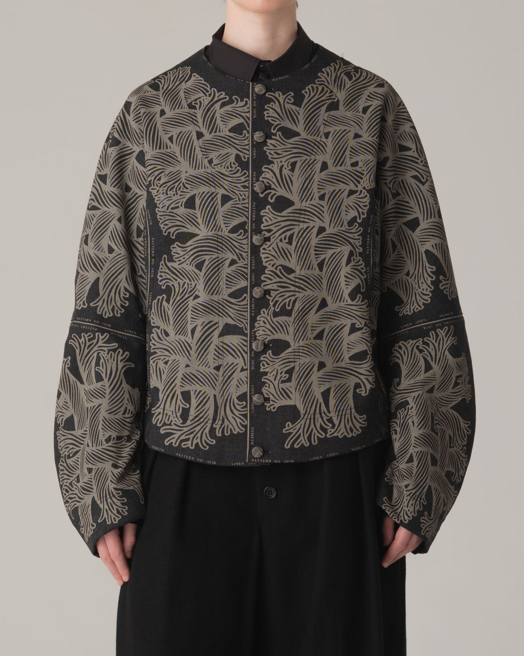 Jacket 203K- Wool100%- 203 Pattern Rope Print- Charcoal