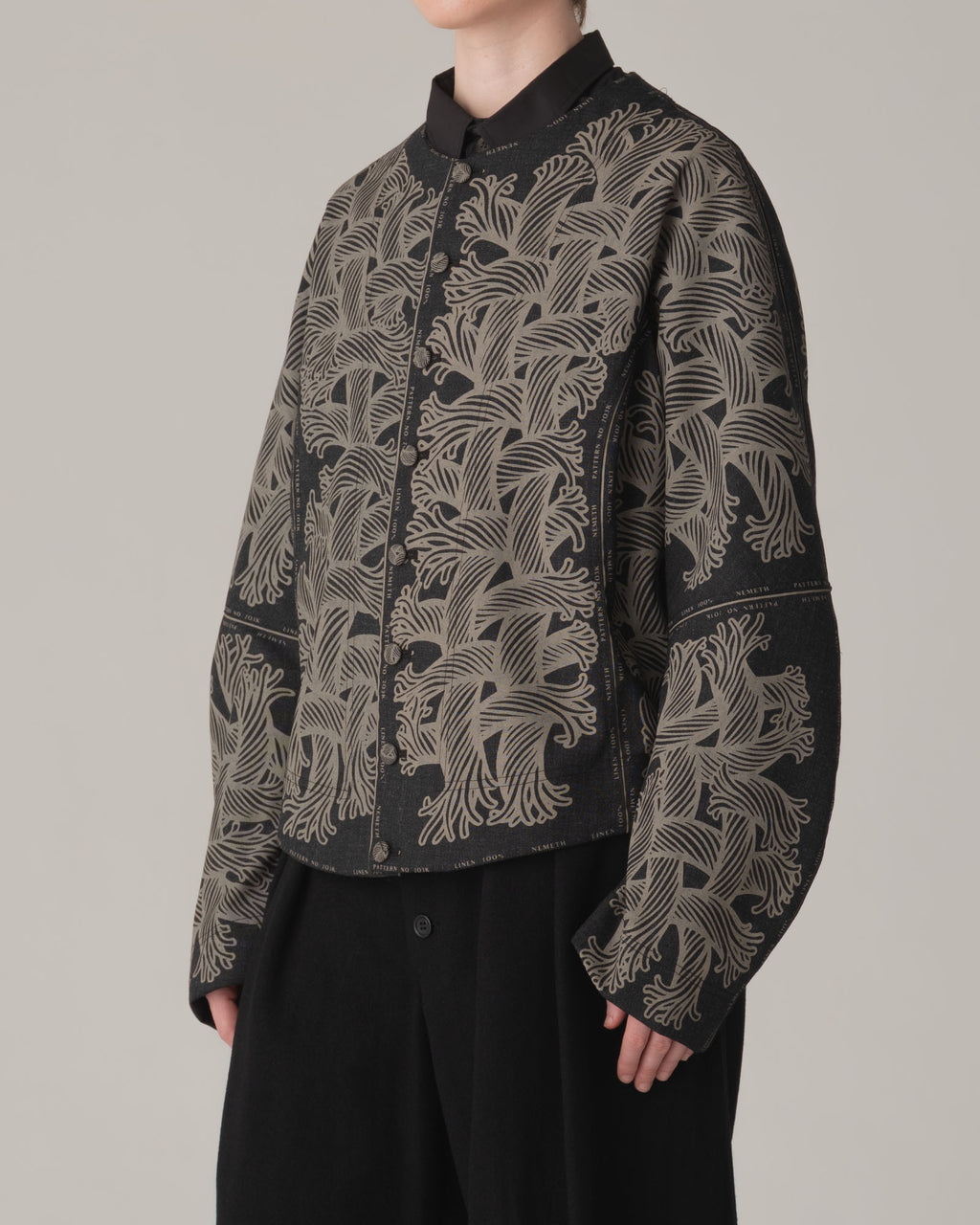 Jacket 203K- Wool100%- 203 Pattern Rope Print- Charcoal