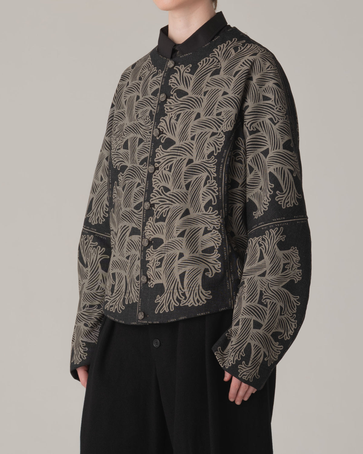 Jacket 203K- Wool100%- 203 Pattern Rope Print- Charcoal