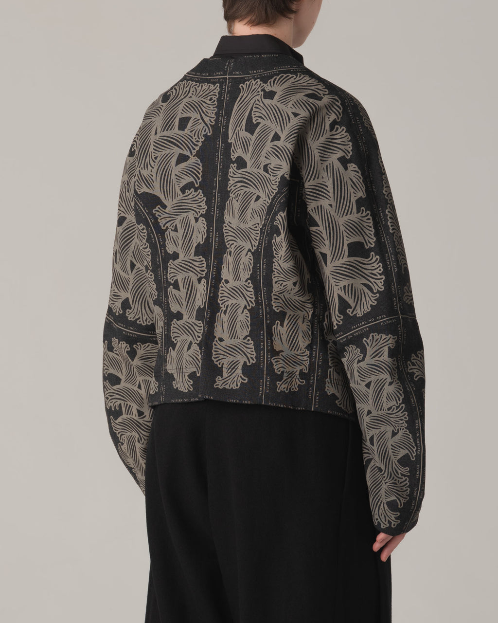 Jacket 203K- Wool100%- 203 Pattern Rope Print- Charcoal