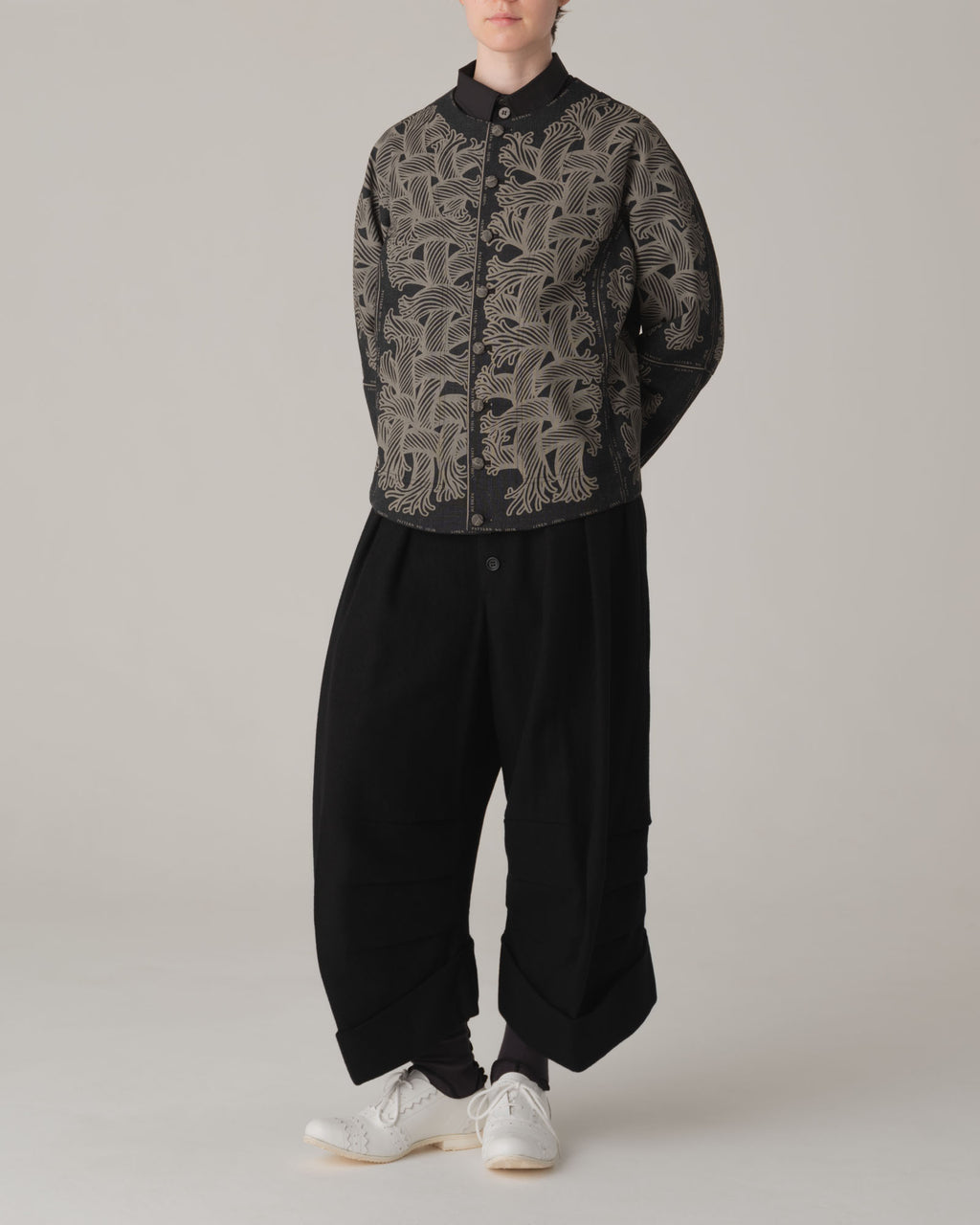 Jacket 203K- Wool100%- 203 Pattern Rope Print- Charcoal
