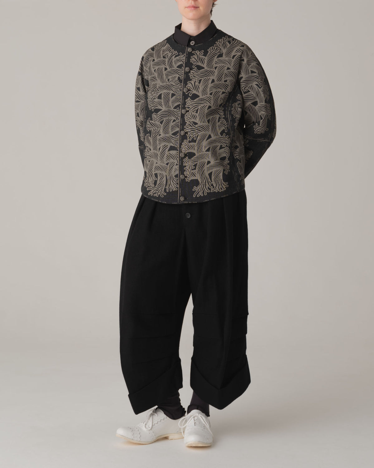 Jacket 203K- Wool100%- 203 Pattern Rope Print- Charcoal