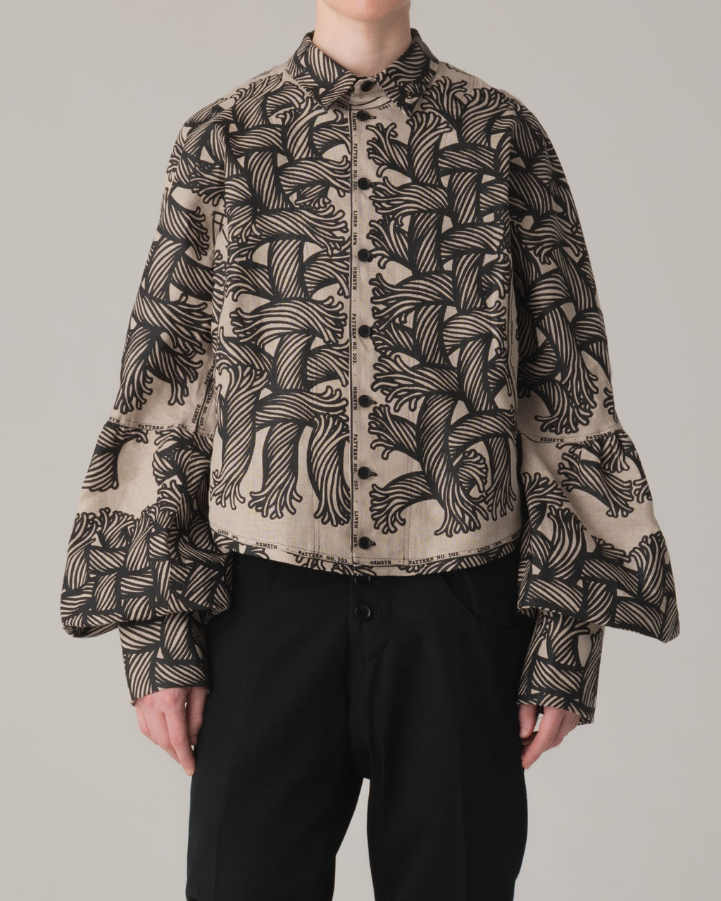 Shirt 203D- Soft Linen100% Print- 203 Pattern Rope / Isle Rope- Natural