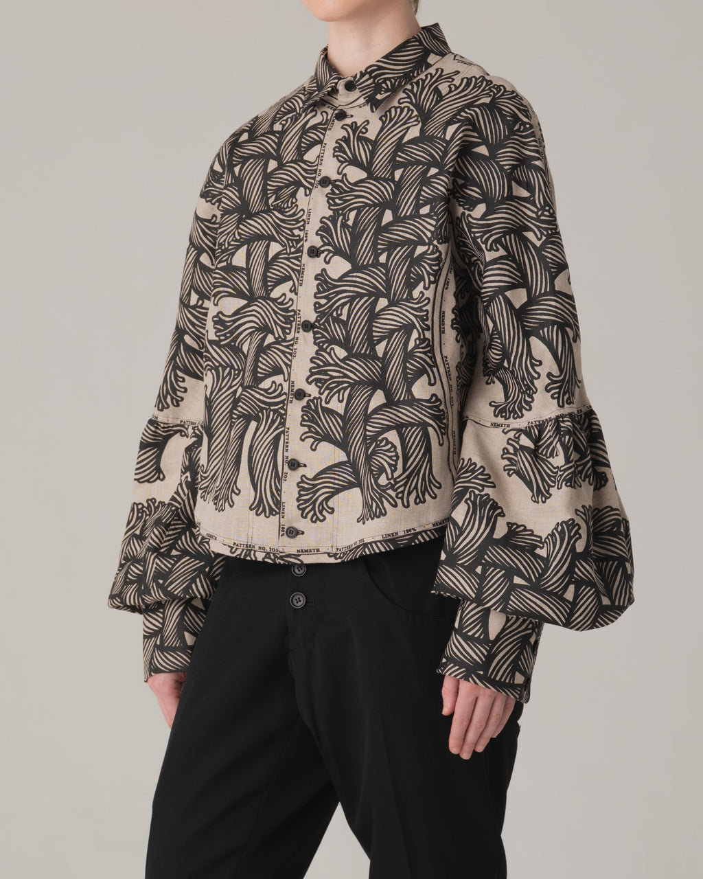 Shirt 203D- Soft Linen100% Print- 203 Pattern Rope / Isle Rope- Natural