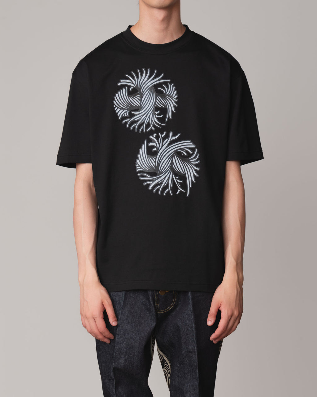 Tshirt Printed- Cotton100% Jersey- Round Rope- Black